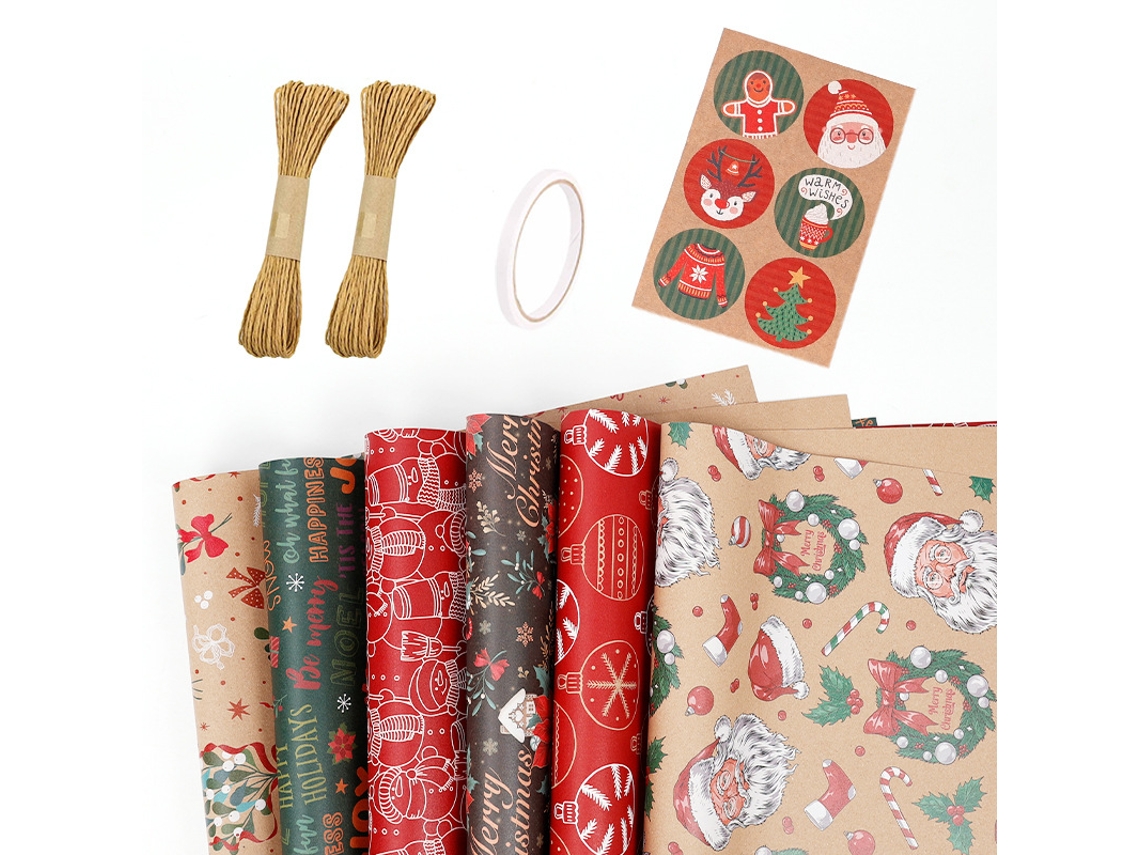 Juego de 6 hojas de papel de regalo navideño Eifson para Navidad, ideal para las fiestas de invierno, 70 x 50 cm (01)