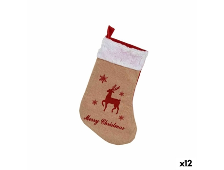 Adorno Navideño Calcetín de Navidad Reno Marrón 25 x 1,5 x 40 cm (12 Unidades)