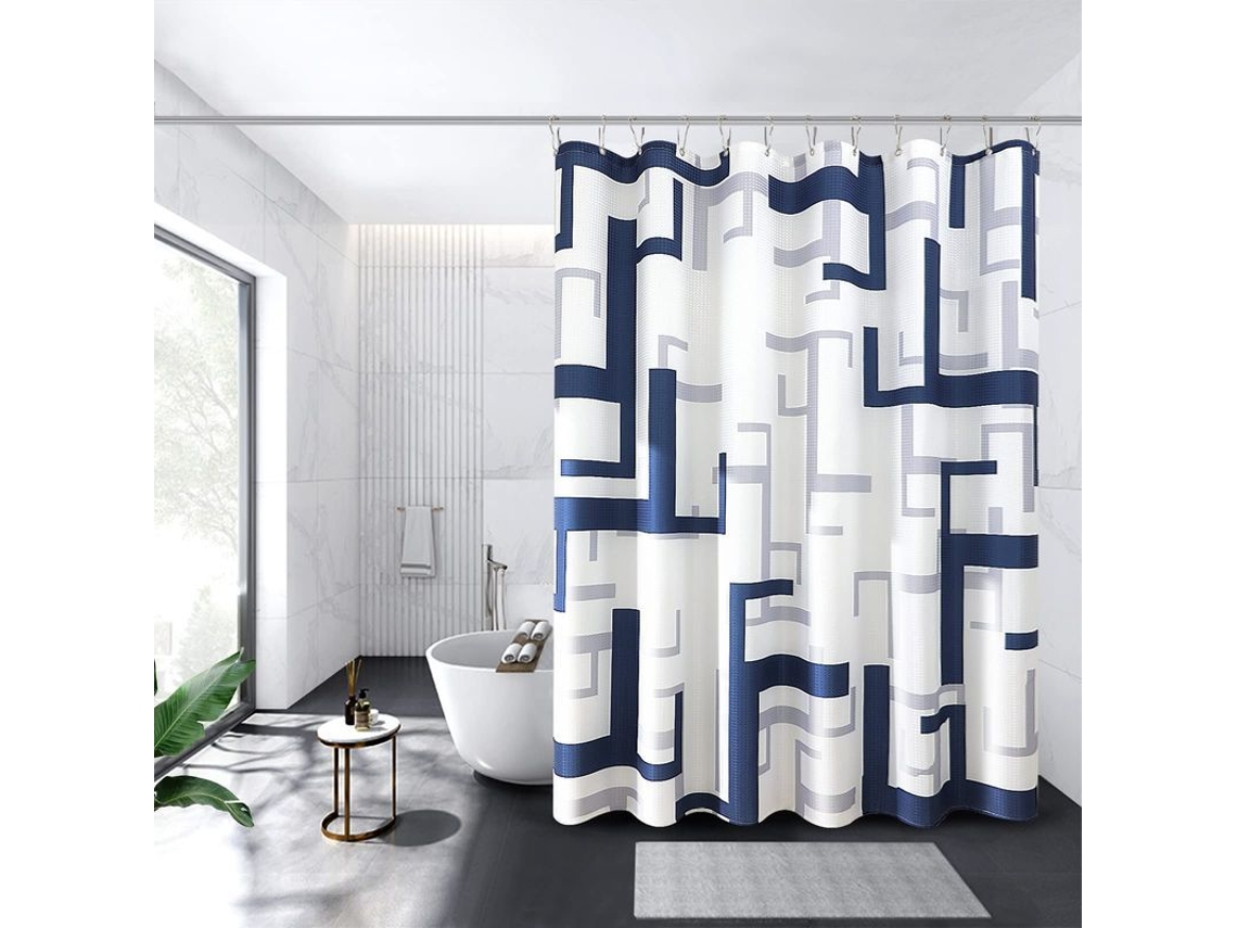 2026-cortina De Ducha Moderna Geométrica Linjou Azul, Repelente Al Agua, 180x180, Para Baño