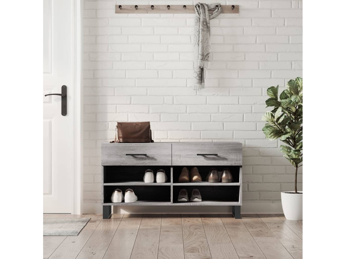 Banco Zapatero Organizador en Derivados de Madera Gris Sonoma 102X35X55 Cm
