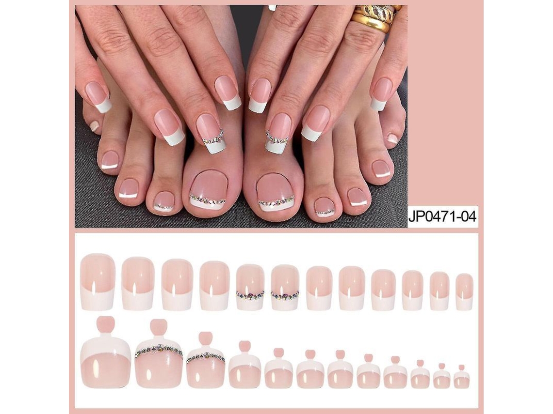 Set De 48 Uñas Postizas Para Pies Y Manos, Ideal Para Mujeres Y Niñas.