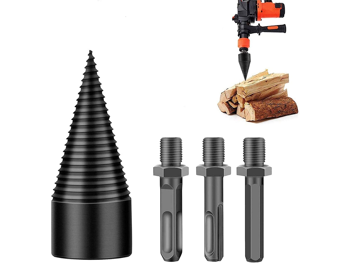 Taladro Cono Divisor de Madera 42mm, Divisor de Madera Tornillo Cono de Madera para Taladro Taladro Escalonado Cortador de Madera Divisor de Leña Taladro Cono de Acero de Alta V GELLDG