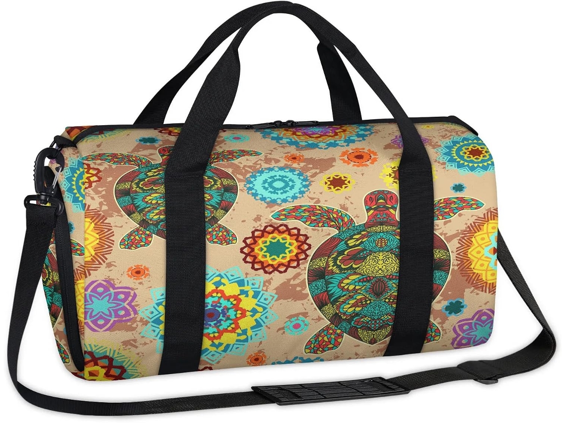 Bolso deportivo étnico TROPICALLIFE con mandala de tortuga (45x21x23cm)