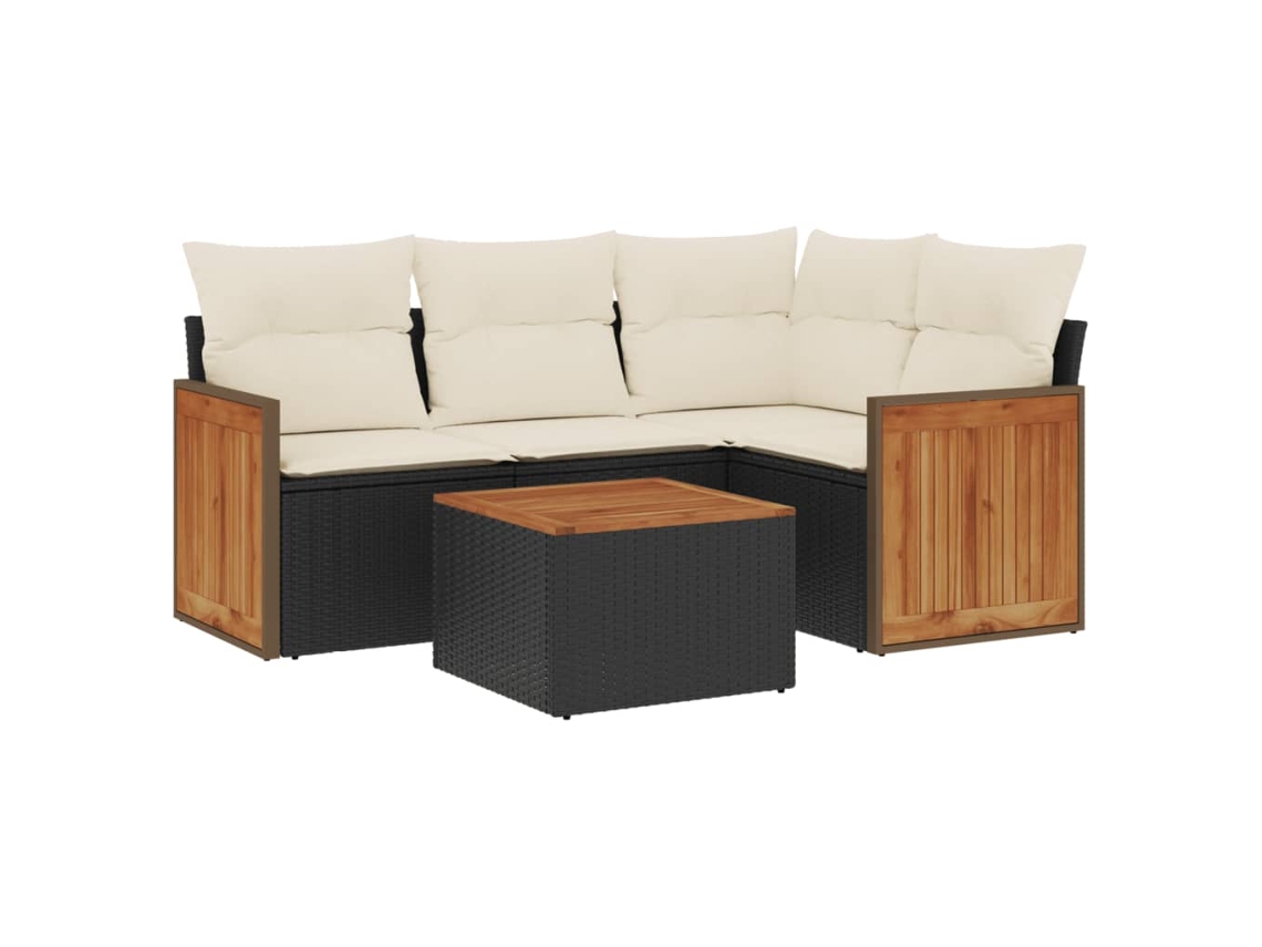 Maison Exclusive - Set De Muebles De Jardín 5 Pzas Y Cojines Ratán Sintético Negro