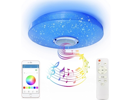 Altavoz Luz de techo Led regulable de 36 W, luz de música que cambia de Color RGB con Bluetooth, adecuada para baño, dormitorio, Lefou