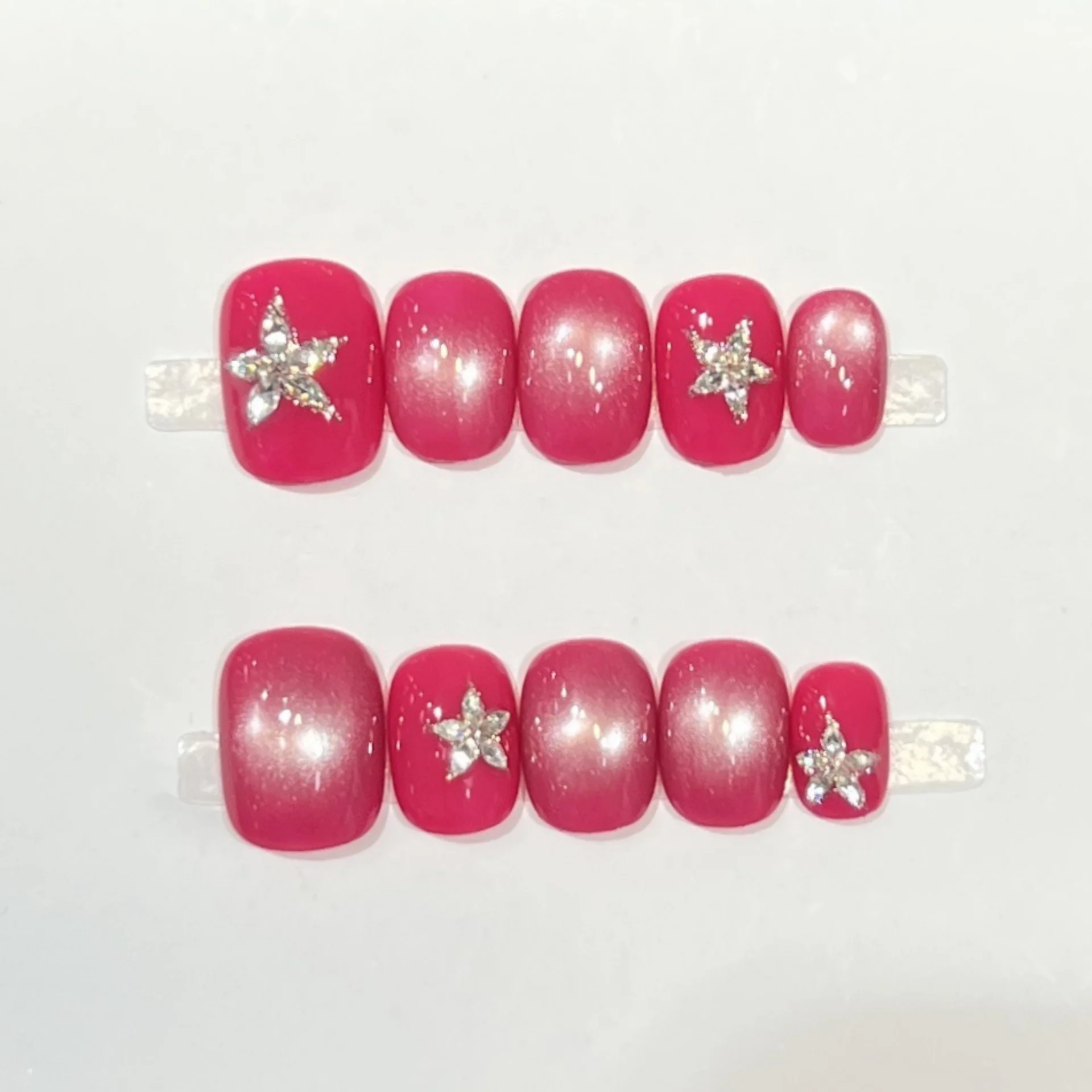 (1138-l) 10 Pegatinas De Uñas Postizas Hechas A Mano Con Diseño De Ojo De Gato