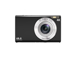 Cámara digital 4K con enfoque automático para vlogs, tarjeta de 32 GB, portátil y compacta de 48 MP (negro)