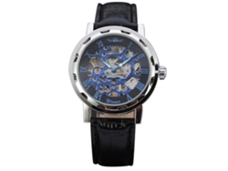 Reloj Mecánico Impermeable Para Hombre Winner, Modelo Business, Con Correa De Piel Sintética Negra Y Azul.