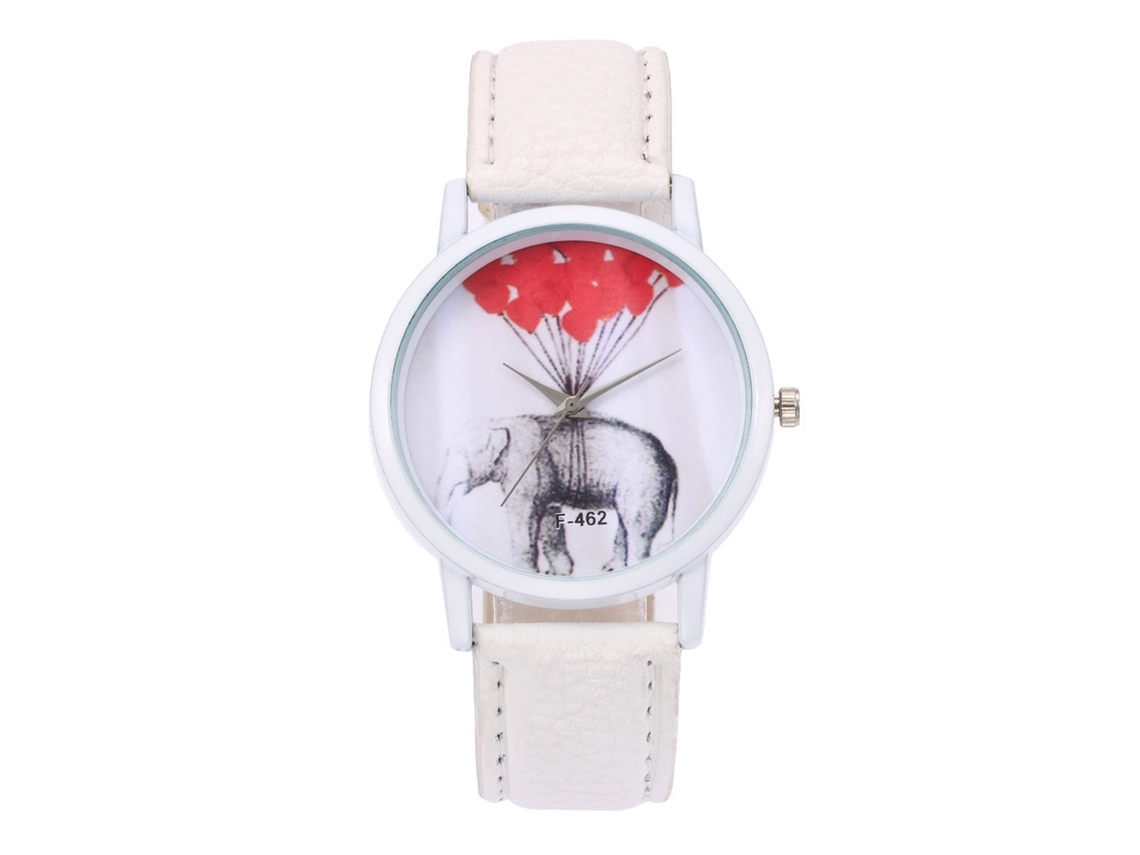 Reloj De Pulsera De Mujer De Cuarzo Con Esfera Redonda Y Correa Pu Blanca Fashion