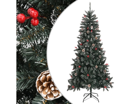 vidaXL Árbol de Navidad artificial con soporte PVC verde 240 cm