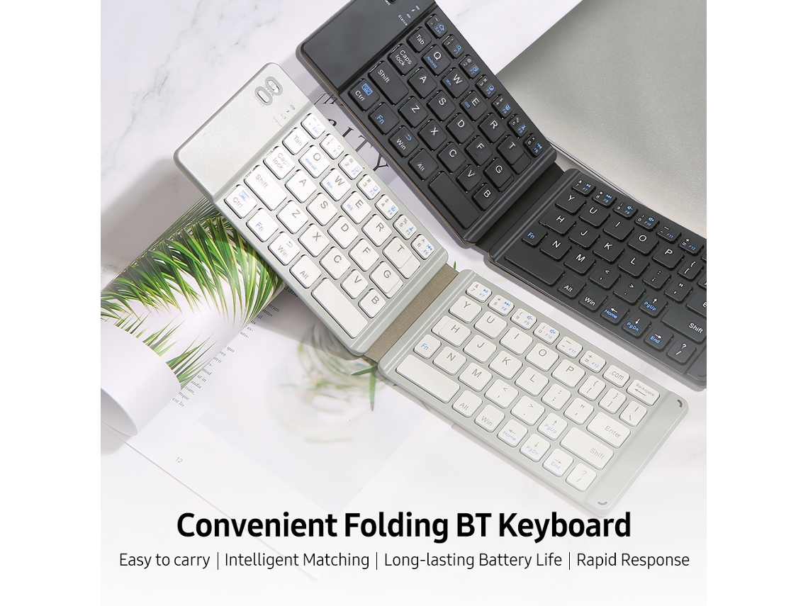 Teclado Bt Plegable Conveniente Con Compatibilidad, Coincidencia Inteligente, Simple, Compacto, Batería De Larga Duración, Fácil De Transportar, Color Negro