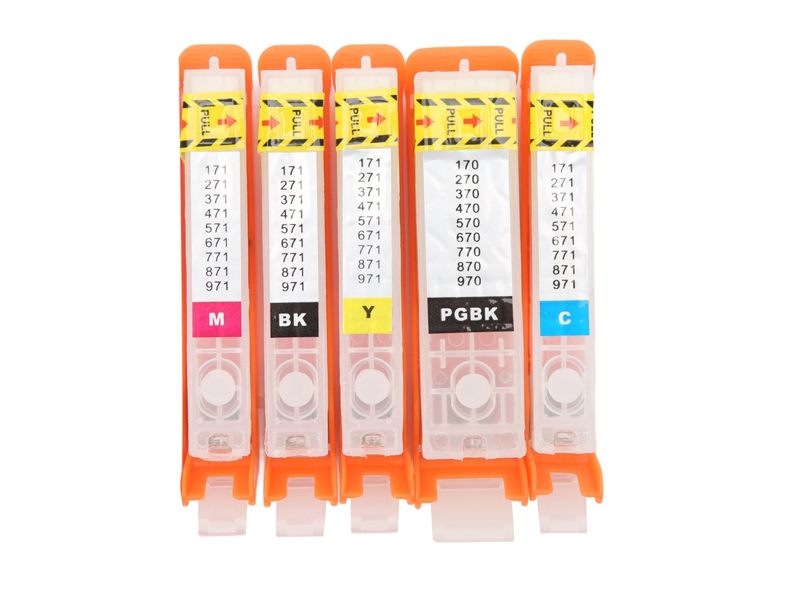 5 Cartuchos De Tinta Reutilizables Pgbk Bk Cmy Para Impresora Con Material Pp