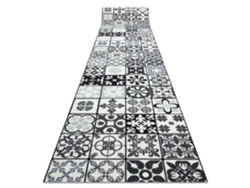 Alfombra de Pasillo con Refuerzo de Goma DYWANY LUSZCZOW Azulejos de Lisboa (57 x 680 cm - Poliamida - Gris y Plateado)