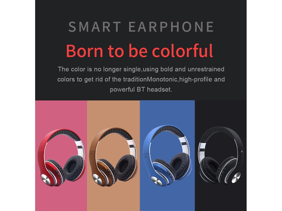 Auriculares Inalámbricos Bluetooth 5.0 Con Micrófono, Ligeros, Plegables, Ajustables, Con Ranura Para Tarjeta Tf Y Entrada Aux.