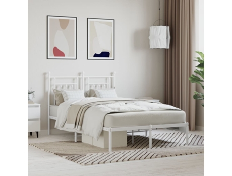 MAISON EXCLUSIVE Estructura de cama con cabecero 135X190 cm metal blanco