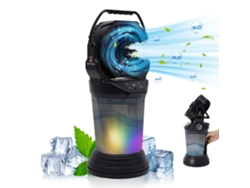 Ventilador nebulizador portátil YANYXR negro para camping, 2000 ml, 15000 mAh, RGB, 4 velocidades