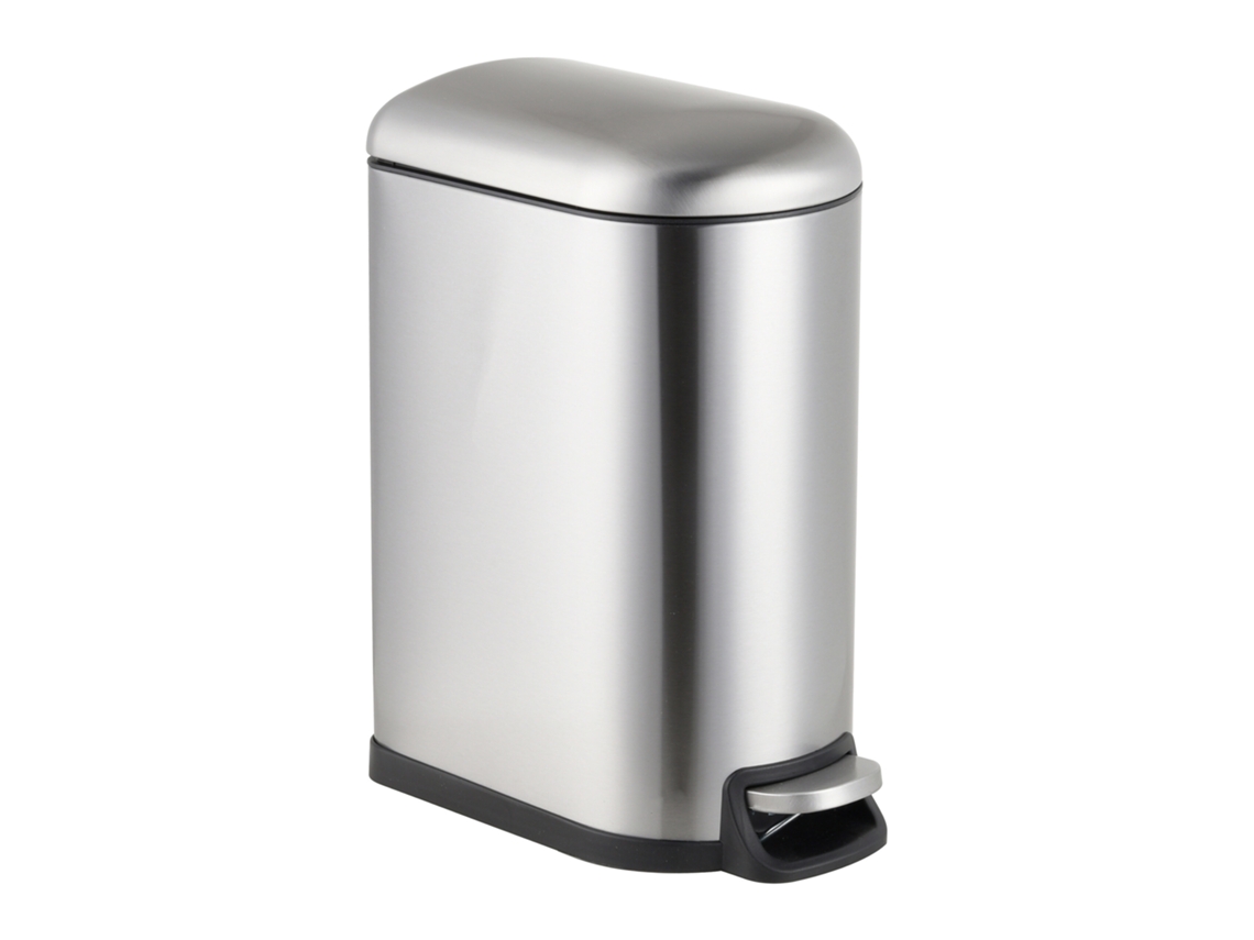 Cubo De Basura Relaxdays, 10 Litros, Con Cierre Suave, Cubo Interior Extraíble, Con Tapa, Plateado
