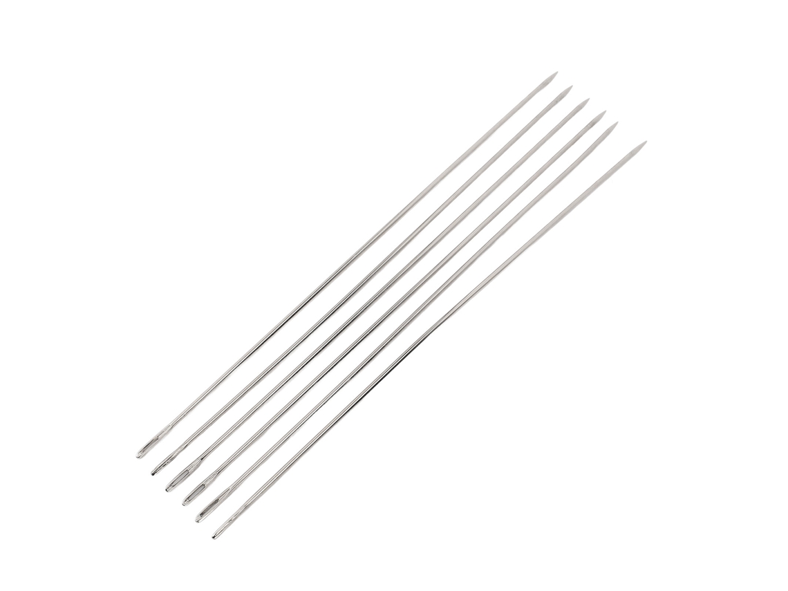 Juego De 6 Agujas De Coser A Mano De Acero Inoxidable Con Ojo Grande Para Cuero Y Telas, 30 Cm.