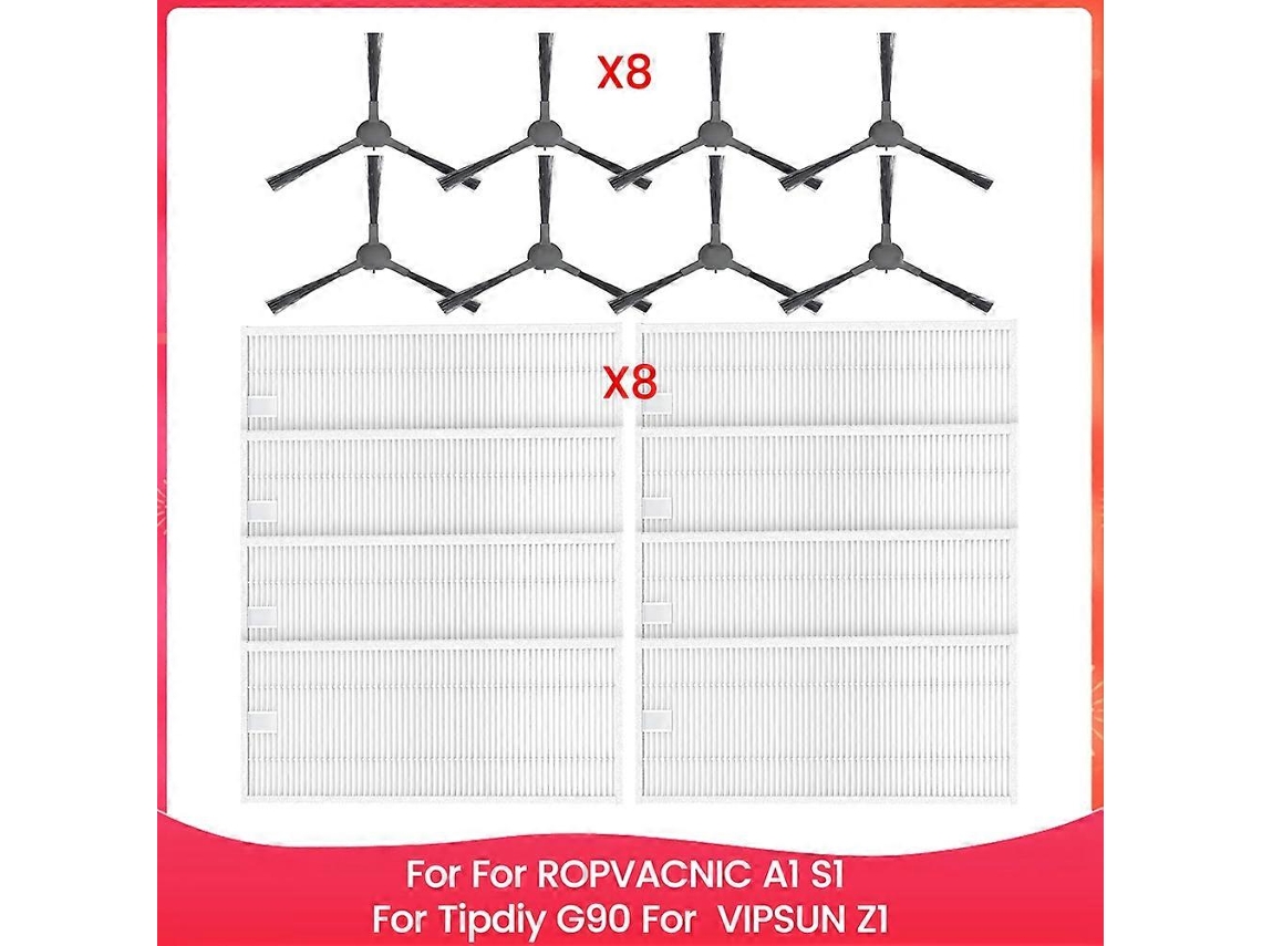 Replacement Parts For Ropvacnic A1 S1, For Tipdiy G90, For Vipsun Z1 Robot Vacuum Side Brush Hepa F