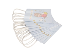 12 Bolsas De Regalo Reutilizables De Papel Kraft Blanco Con Asas Para El Trabajo Y La Escuela.