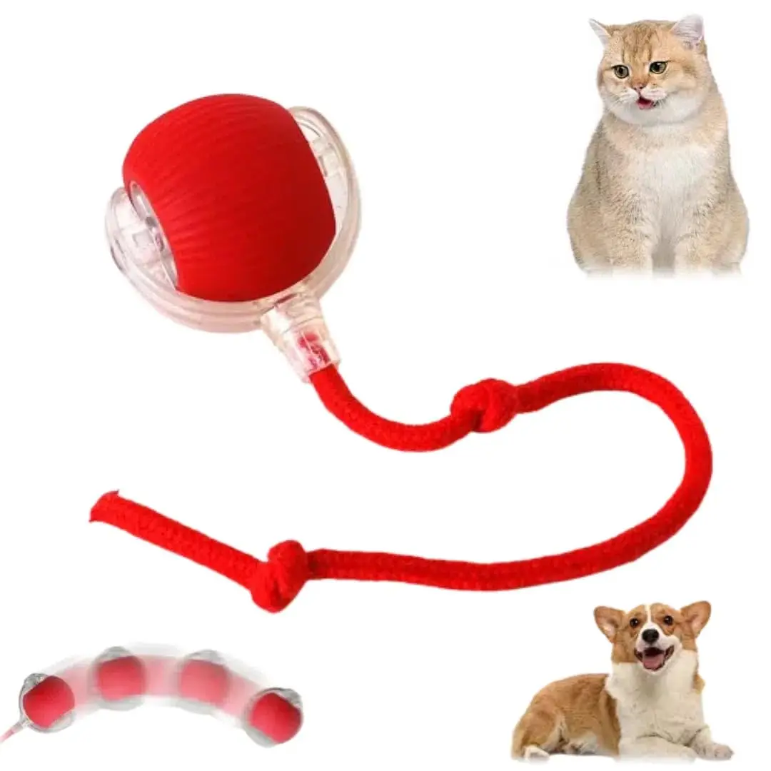 Pelota de juguete interactiva inteligente para gatos, recargable, con 3 modos ajustables / Rojo Gertiz
