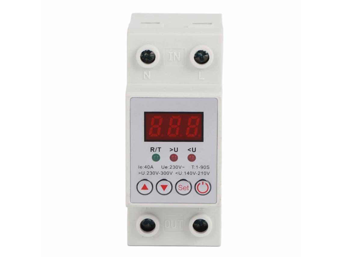 Protector De Voltaje Ajustable Con Reinicio Automático Para Riel Din De 230 V Contra Sobretensiones Y Subtensiones.