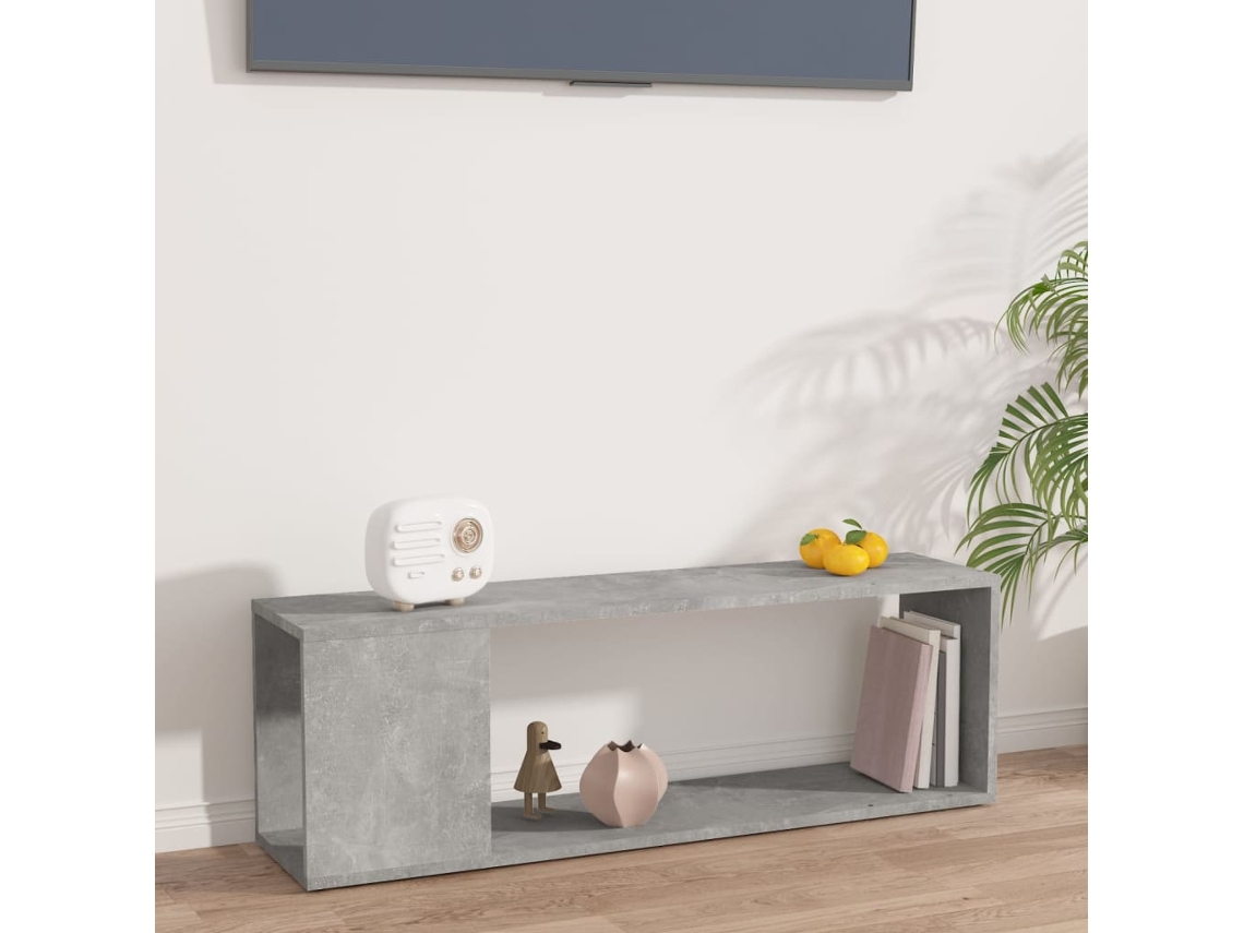 Mueble de Armario Tv 100X24X32 Cm Contrachapado Gris Cemento