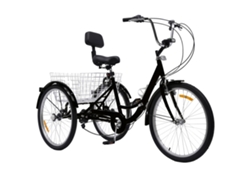 Triciclo para adultos de 24 pulgadas, 3 velocidades, altura ajustable, negro, 2619,7 OEM (175-185 cm)