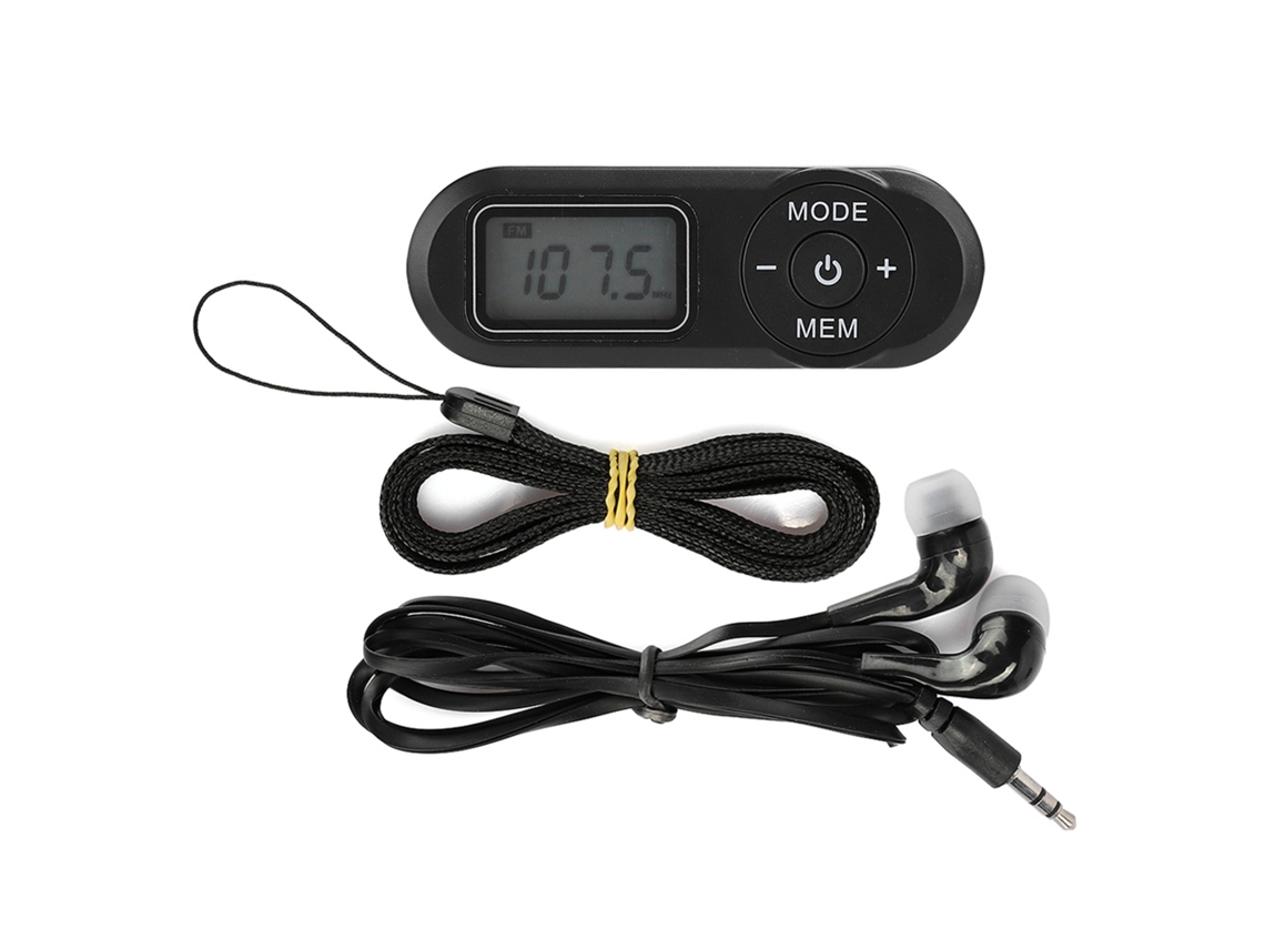 Rádio Fm Digital Dsp Portátil Mini Com Tela Lcd 1.1 Polegadas Reprodutor De Música Preto Com Fone De Ouvido