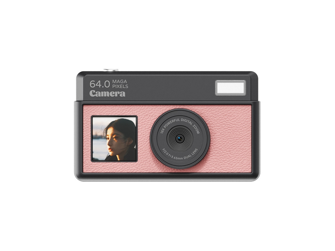 Cámara digital 4K HD con zoom de 18x y pantalla táctil de 2,8 pulgadas (rosa)