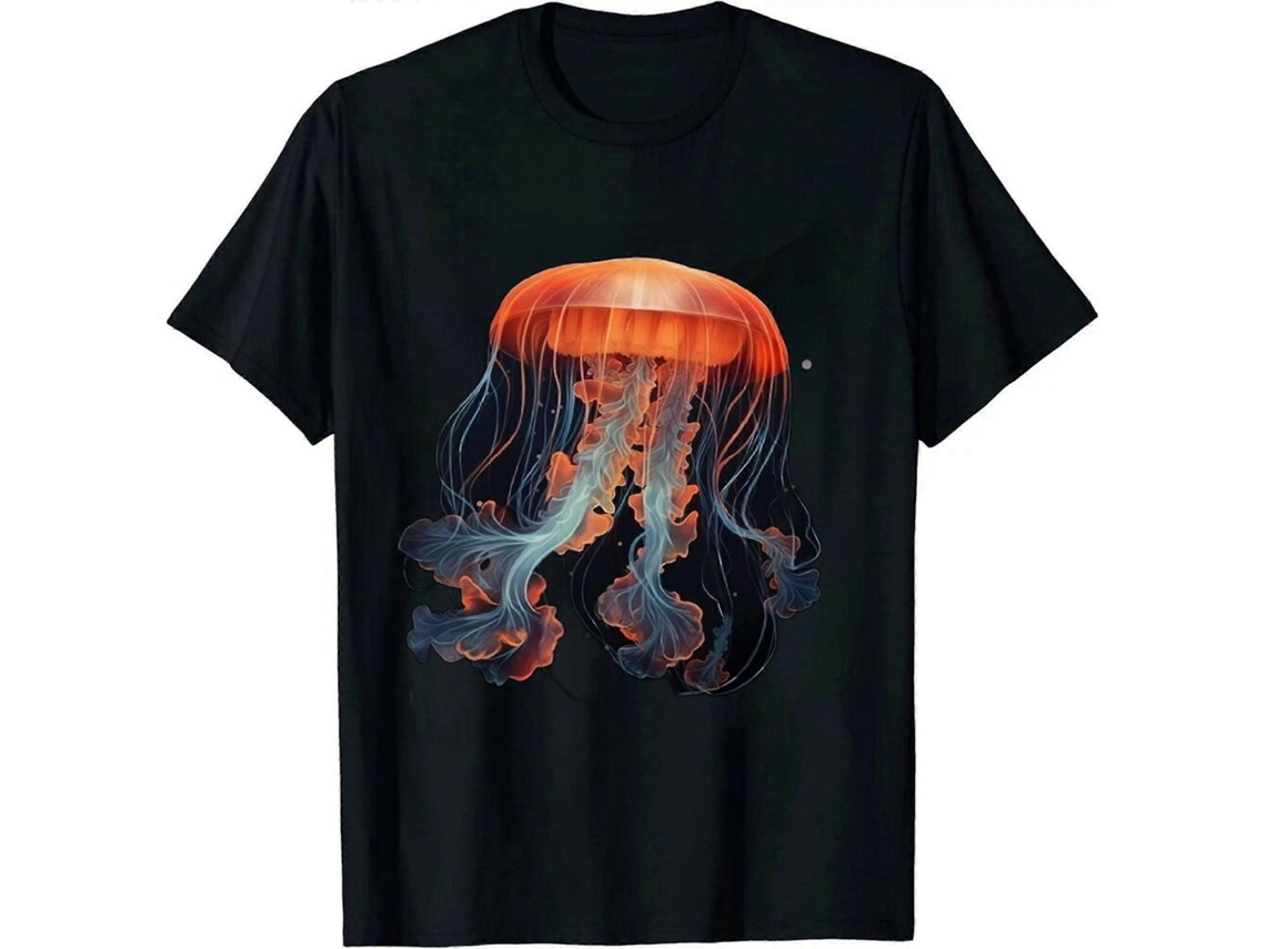 ¡Un vibrante festín de medusas! ¡Sumérgete en el océano con esta colorida camiseta de peces! Exquisito acabado Rosewell.