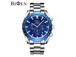 Reloj de cuarzo para negocios, brazalete de acero inoxidable, cronógrafo multifuncional para hombre con seis manecillas y luminiscencia. MDUG (azul)