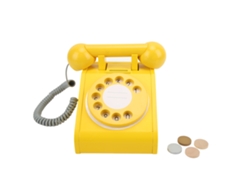 Teléfono De Juguete Retro Rosa De Madera Con Disco Giratorio Para Niños.