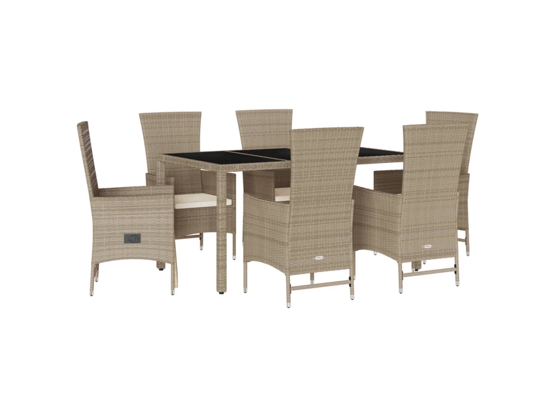 Maison Exclusive - Set Comedor De Jardín 7 Pzas Con Cojines Ratán Sintético Beige