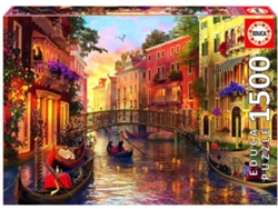 Puzzle EDUCA Atardecer en Venecia, 1500 piezas, cartón, para adultos