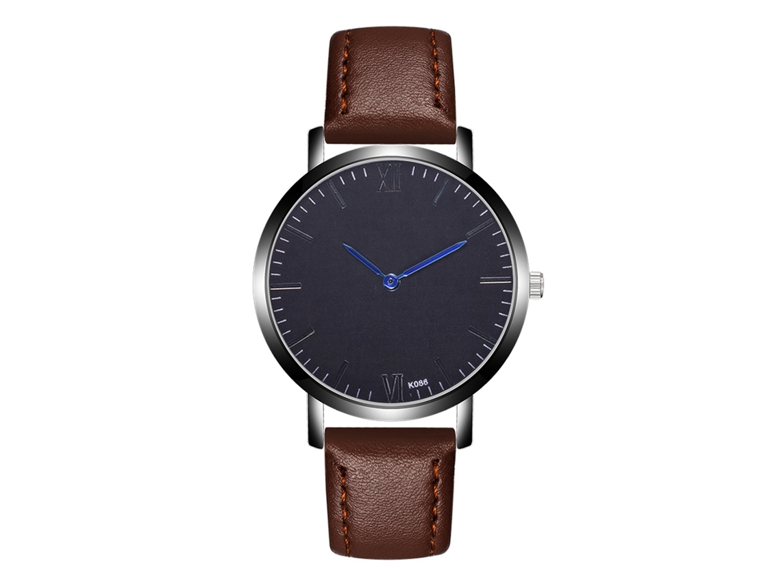 Reloj De Cuarzo Unisex De Piel Artificial Dark Coffee Zhoulianfa