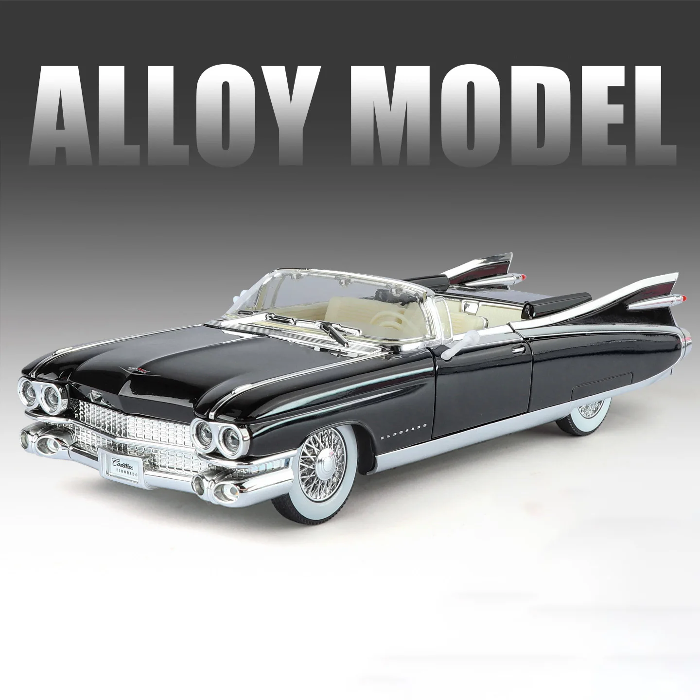 (negro) Coche De Juguete A Escala 1:24 De Metal Fundido A Presión Con Efectos De Sonido Y Luz.