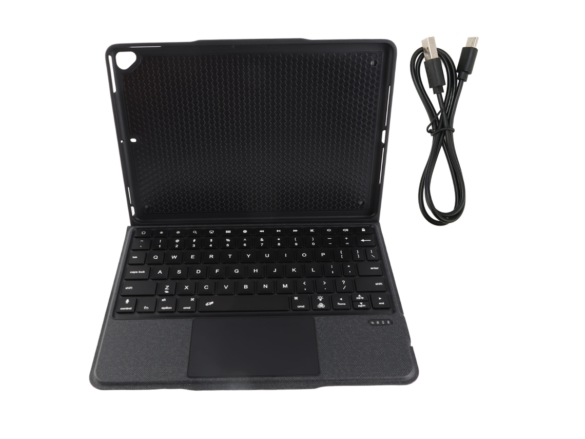 Teclado inalámbrico magnético con iluminación para tableta iOS, negro, con trackpad ergonómico, luz dorada