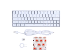 Teclado Mecânico 64 Teclas Rgb Sem Fio 2.4g Bt3.0 5.0 Usb-c Com Switch Vermelho Ergonômico Branco
