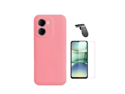 Kit Cristal Templado Cleargorilasglass Funda Protectora Trasera De Silicona Soporte Magnético L Gift4me Para Xiaomi Redmi 15a 5g - Rosa