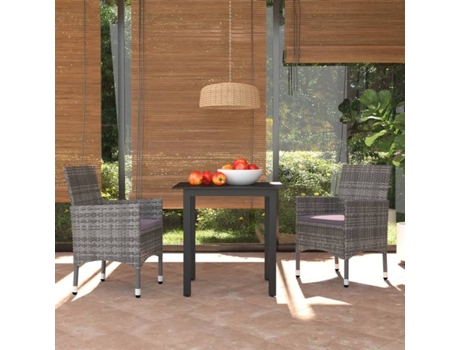 Conjunto 3 muebles jardín VIDAXL con cojines ratán sintético gris