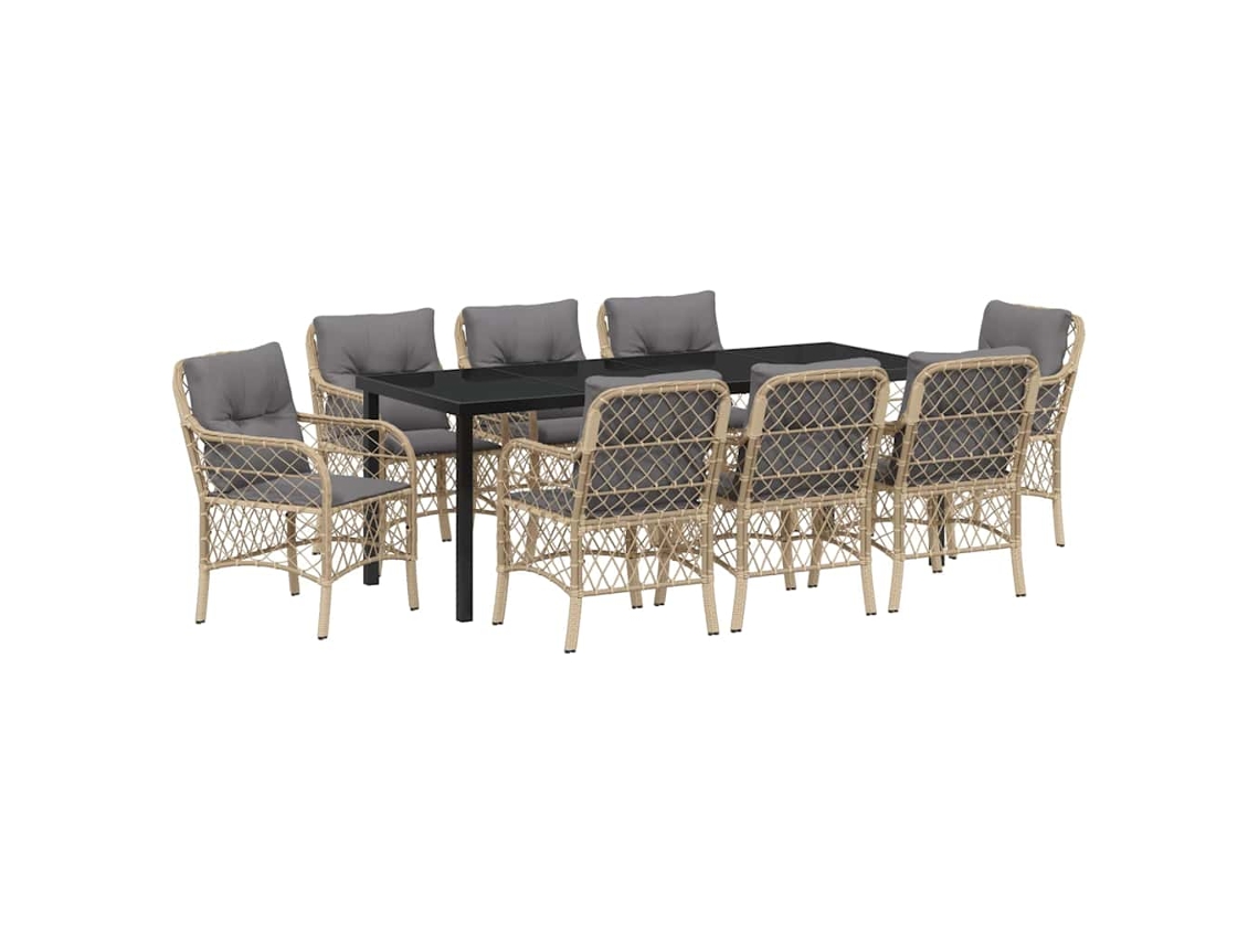 Maison Exclusive - Conjunto De Comedor De Jardín 9 Pcs Beige Ratán Sintético