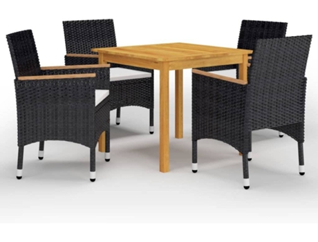 Conjunto 5 de comedor de jardín de VIDAXL negro