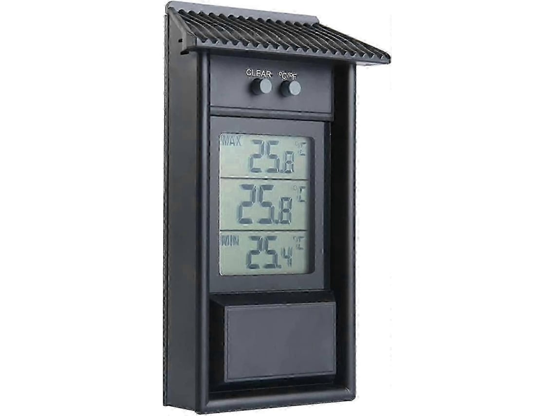 Termómetro para invernadero, termómetro digital de pared con mediciones máximas y mínimas, termómetro exterior impermeable para uso en interiores y exteriores.