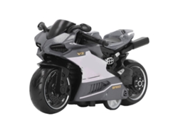 Motocicleta de juguete con enlace de retorno, modelo de simulación innovador, coleccionable, regalo para niños, gris.