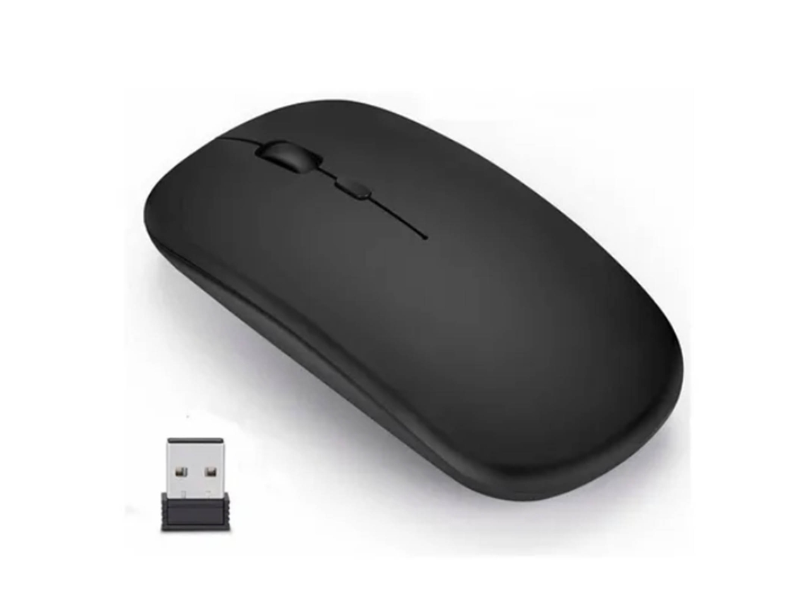 Ratón inalámbrico ergonómico silencioso de 800-1600 DPI, de plástico negro, para portátiles y uso de oficina.