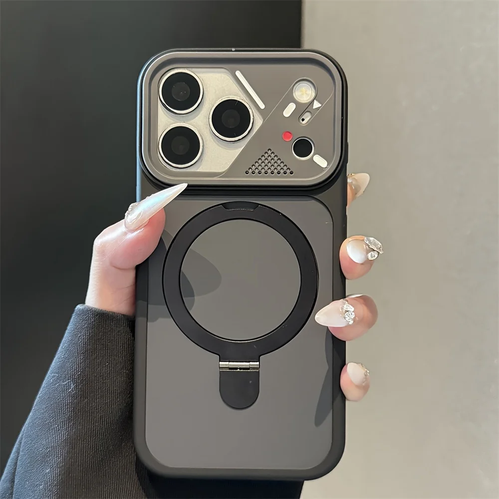 (iphone 11 Negro) Funda Magnética Magsafe Con Soporte De Anillo Metálico