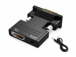 Cable Adaptador Hdmi A Vga Con Salida De Audio, Negro, Para Streaming Y Juegos.