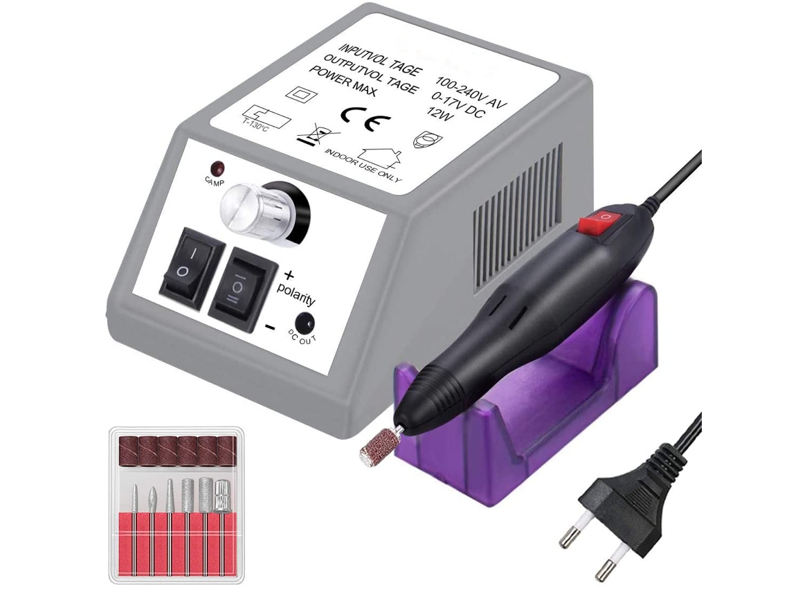 Lima eléctrica para uñas para manicura y pedicura - Lima eléctrica para uñas - Lima eléctrica profesional para uñas - 20.000 RPM - Gris