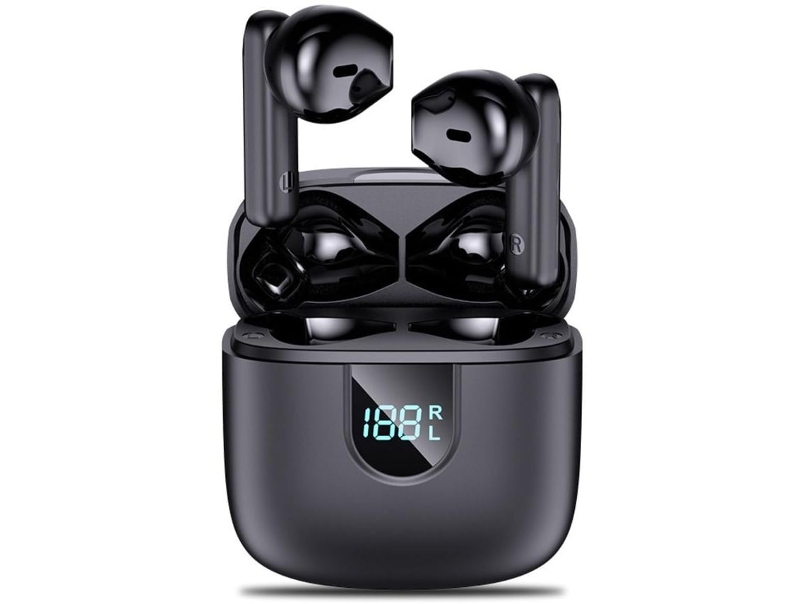Auriculares YEMAESRE inalámbricos Pantalla de carga de graves profundos Bluetooth Cancelación de ruido Negro